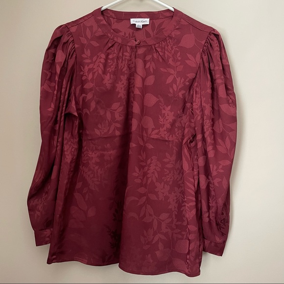 Women’s Calvin Klein Blouse with Peasant Blouson Sleeves - Size Large